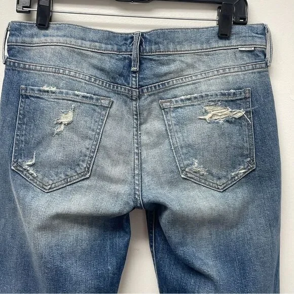 Mother Denim The Dropout Fray blue jeans, sz 27. Cropped ankle distressed torn - Picture 3 of 12